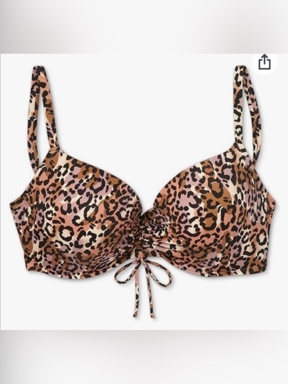 Shade & Shore Cheetah Jungle Tie Front Bikini Top Size 36C